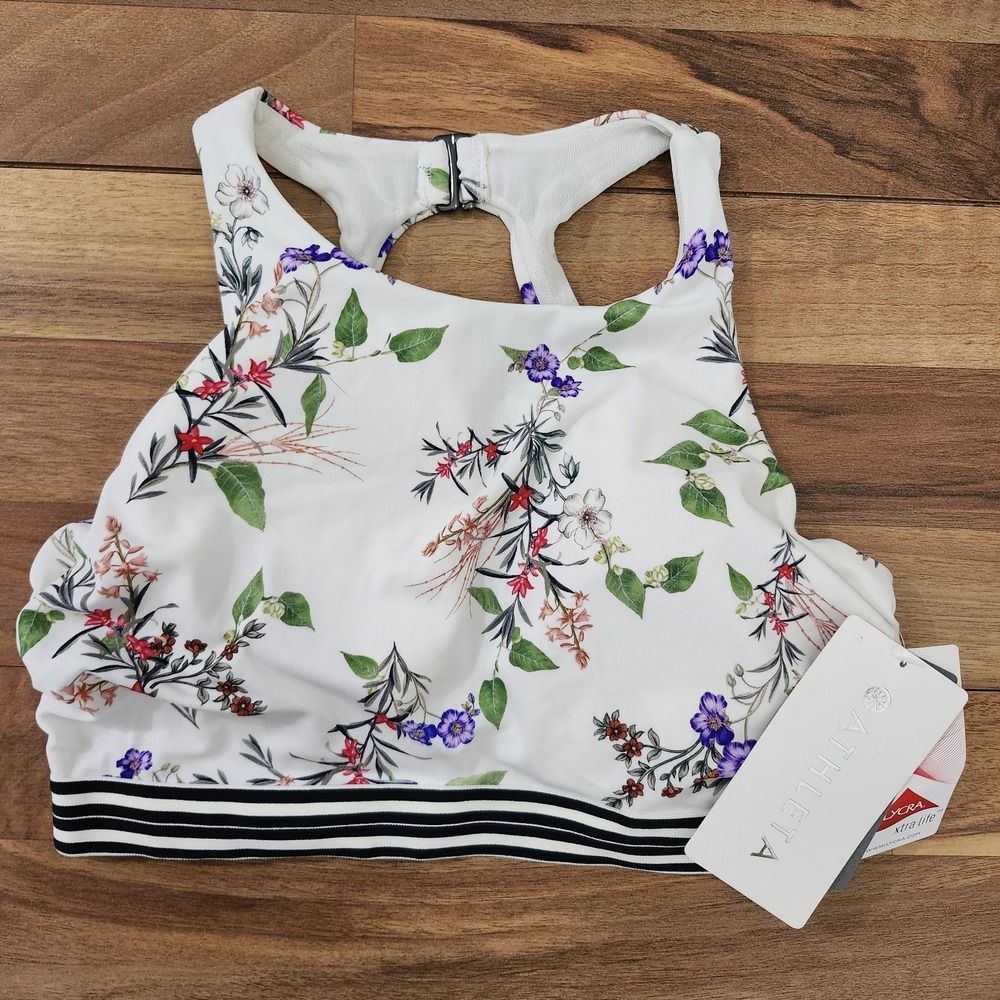 NWT Athleta Gold Coast Floral High Neck Bikini Top UPF50 Protection Size 34B/C